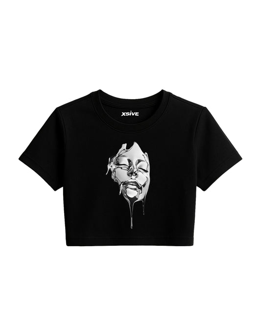Chrome Face Design|Crop Top